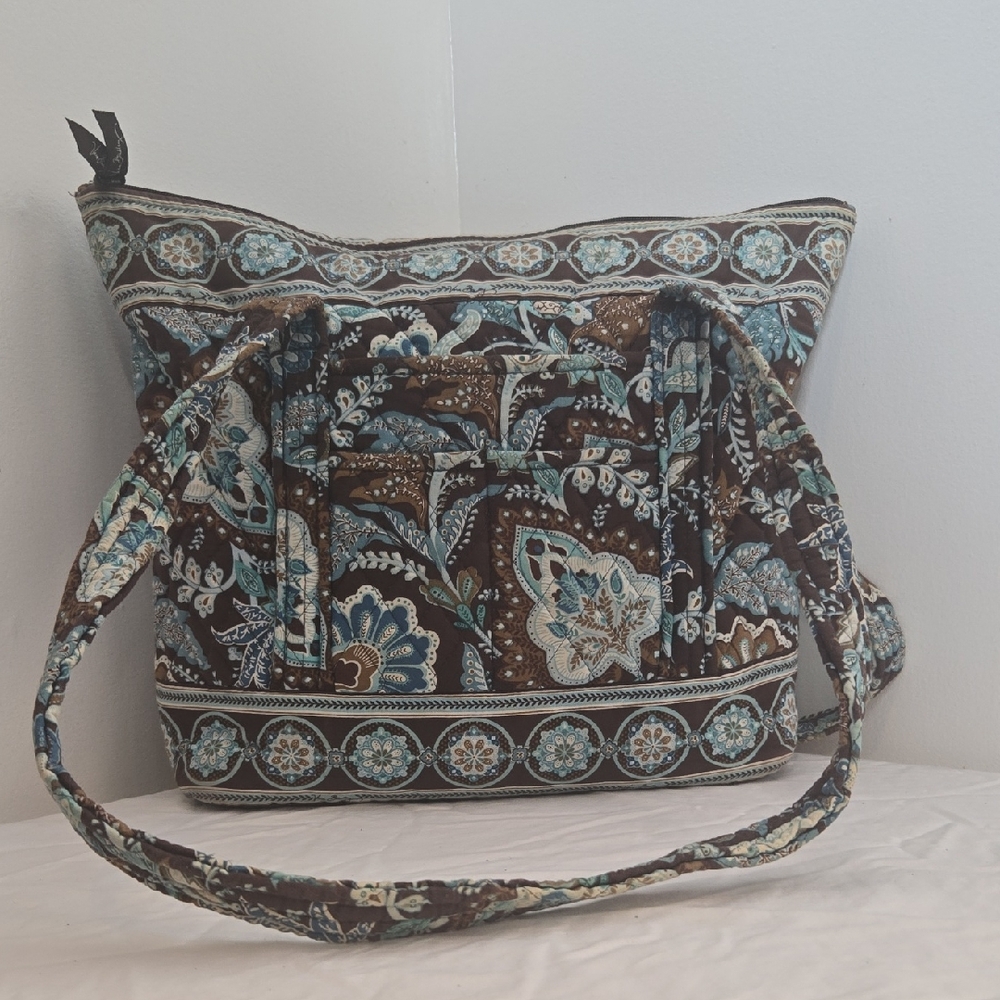 Vera Bradley Blue and Brown Floral Shoulder Bag